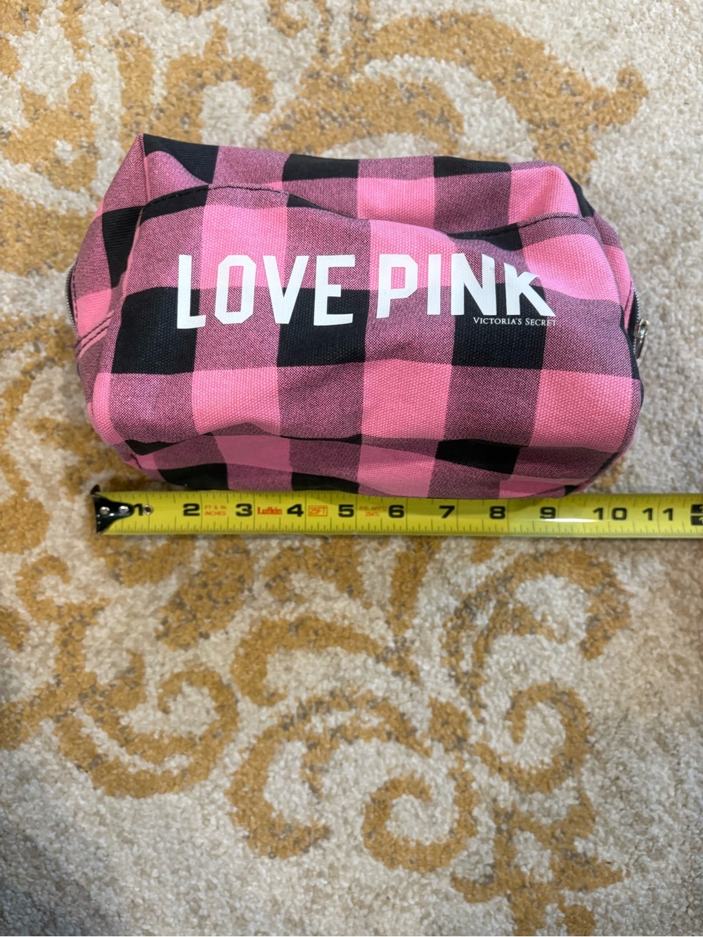 Victoria's Secret LOVE PINK Pink & Black Buffalo Check Cosmetic Pouch